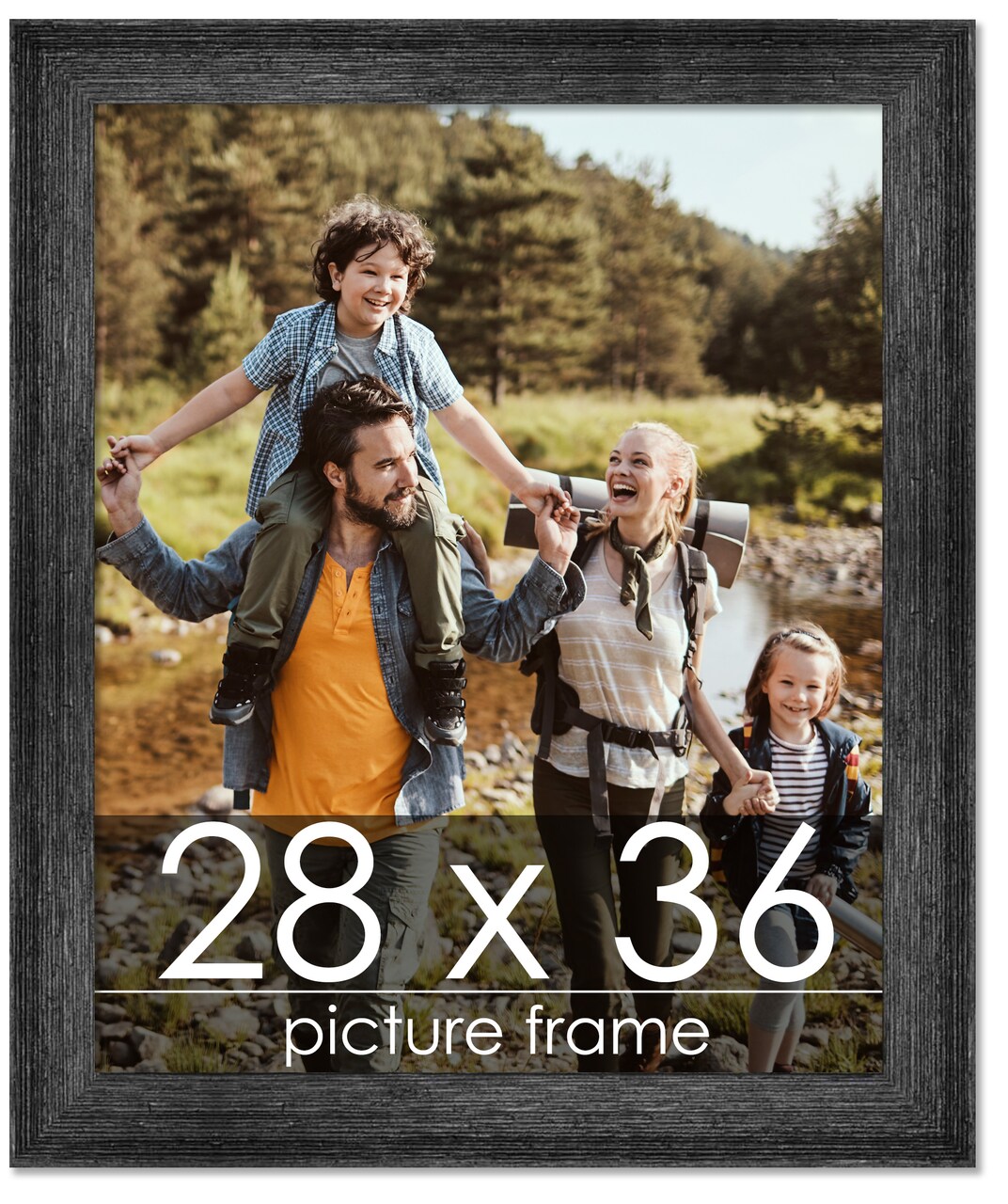 28x36 Wide Barnwood Picture Frame with UV-Resistant Acrylic & Acid Free Backing, Available in 6 Paint Finishes - Grey, Brown, White, and Black